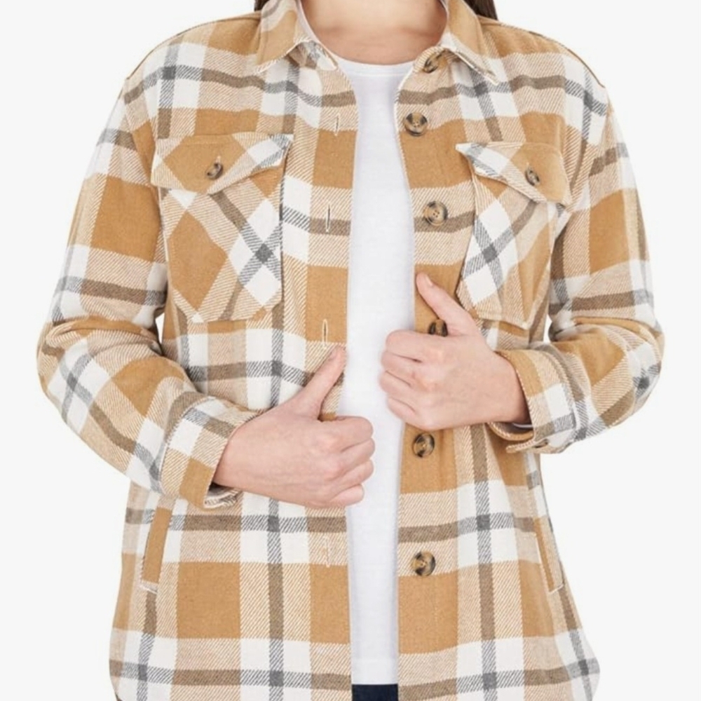 Classic Plaid Tan Utility Jacket